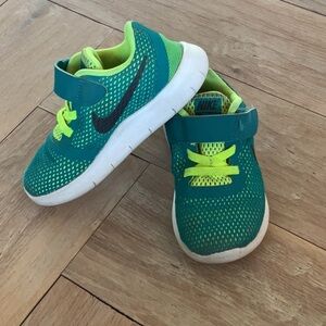 Nike Kids Teal and Lime Green Shoes